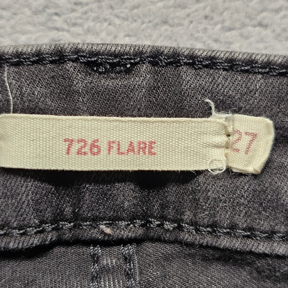 Levi's 726 Jeans Womens 27 Black Denim Slim Fit‎ Flared Leg Streetwear Americana - Picture 8 of 11